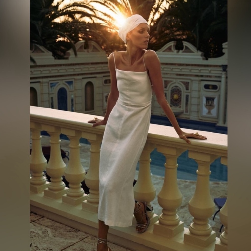 ZARA LINEN BLEND MIDI DRESS SPECIAL EDITION